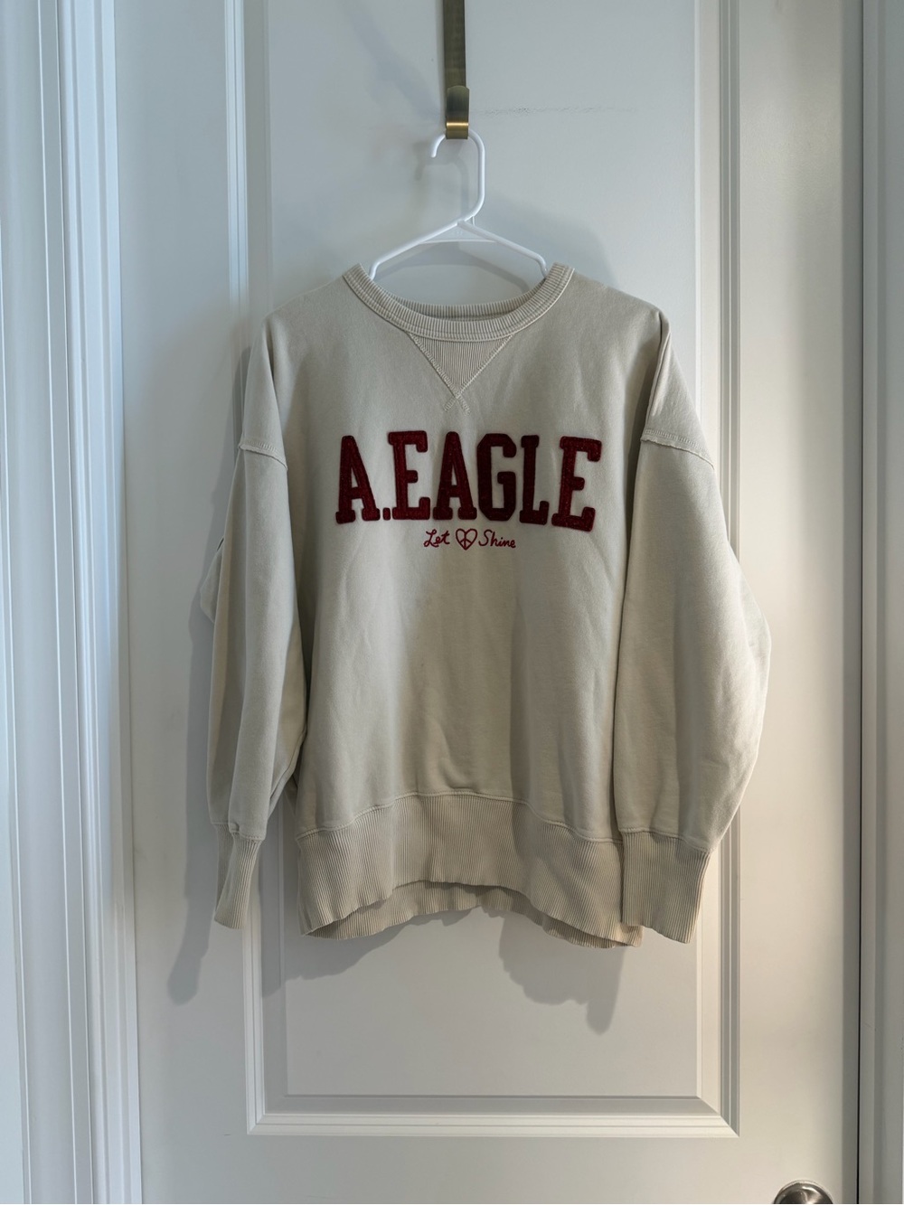 Oversized Vintage American Eagle Outfitters Cream Waffle Knit Sweatshirt with